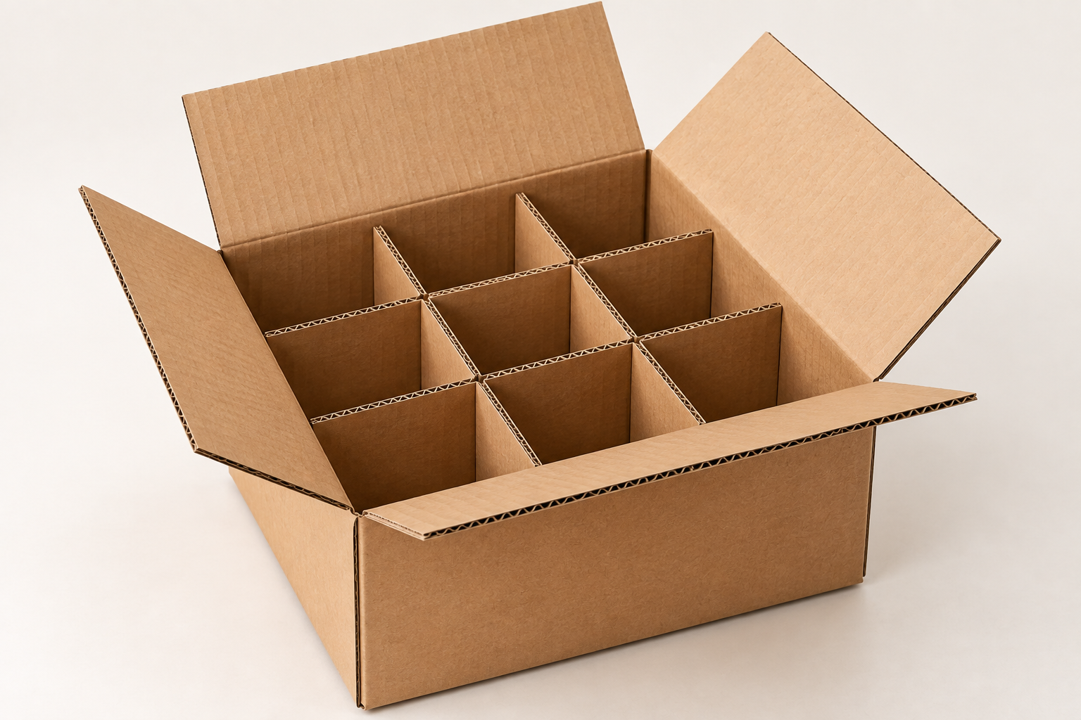Caja de cartón con divisiones internas